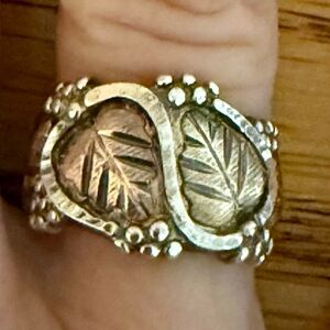 Silver Leaf Pattern Ring